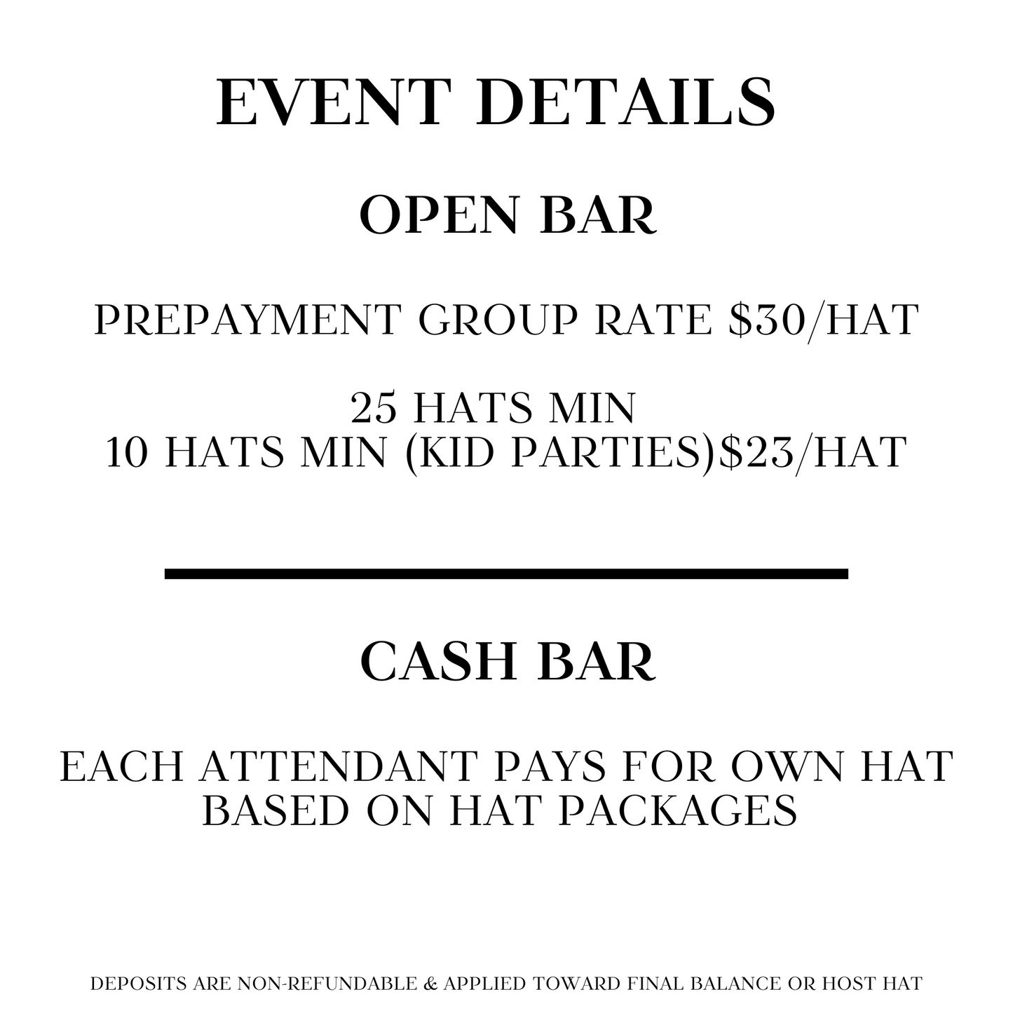 Hat Bar Bookings
